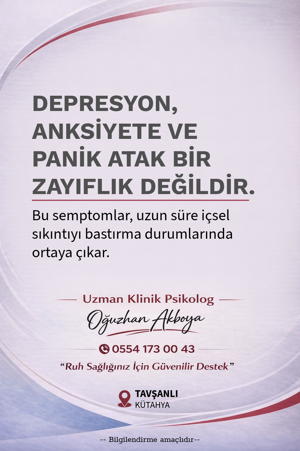 Depresyon, Anksiyete ve Panik Atak Bir Zayıflık Değildir.